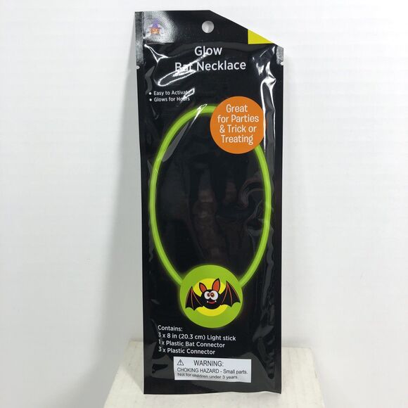 Glow Bat Necklace Easy to Activate Glows for Hours - Picture 1 of 7